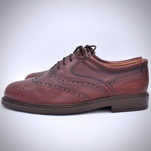 Saxone Pillow Sock Mens Wingtip Shoes 41 US 8 Burgundy Lace Italy Brogue Oxfords